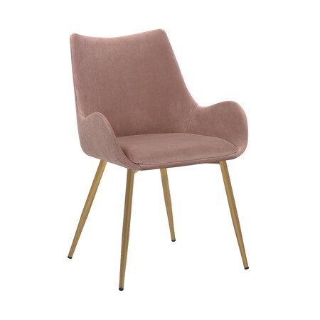 Armen Living Avery Pink Fabric Dining Room Chair with Gold Legs LCAVCHPINK